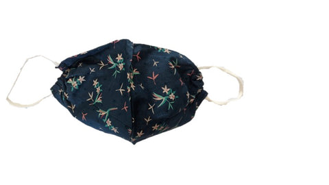 Washable Reusable Cotton 2 Layer Mask (Unisex) Blue Floral Print